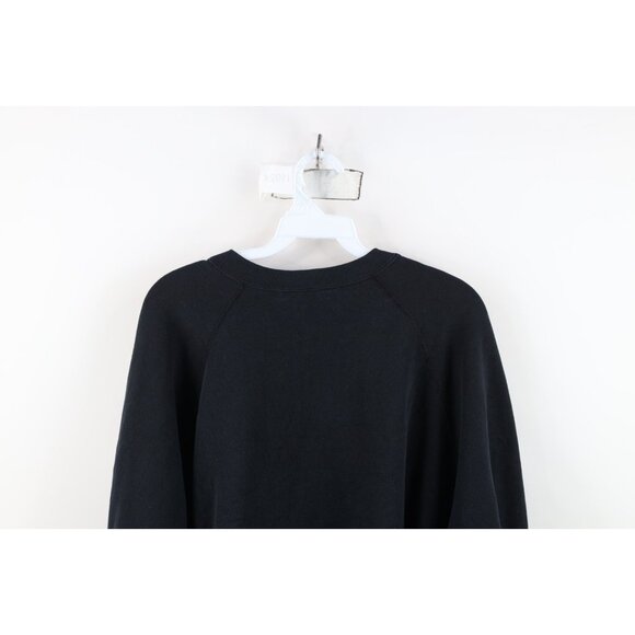 Vintage 80s 90s Streetwear Mens XL Distressed Blank Gusset Sweatshirt Black USA - Picture 11 of 12